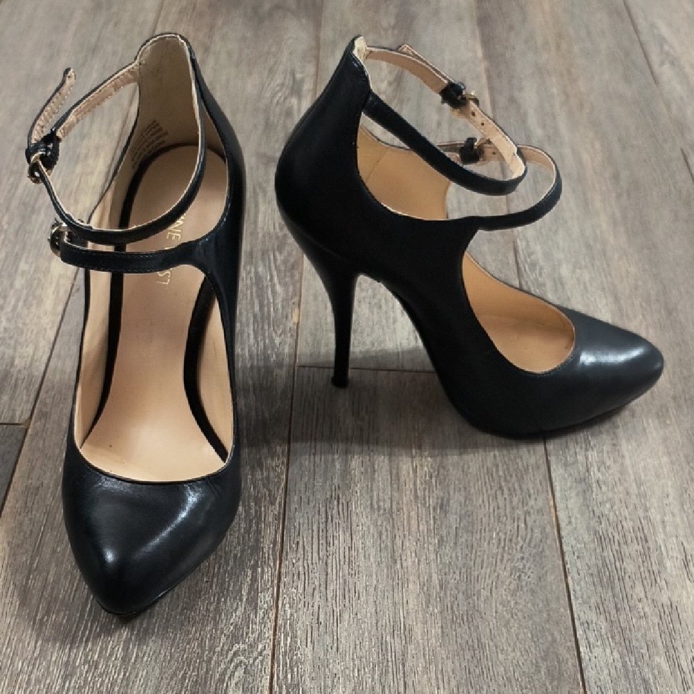 Nine West Black Ankle Strap Heels